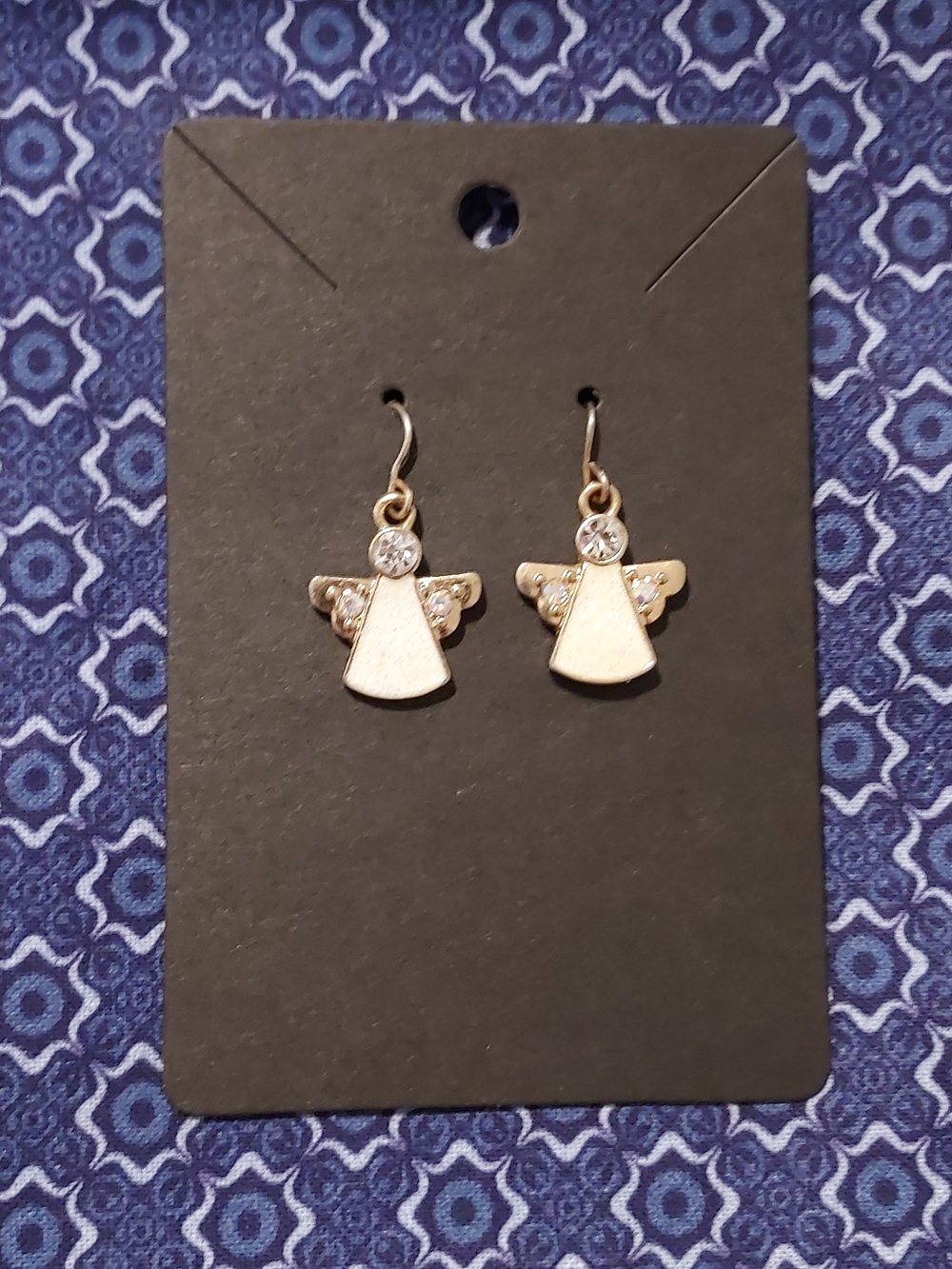 Gold Angel Charm Drop Earrings